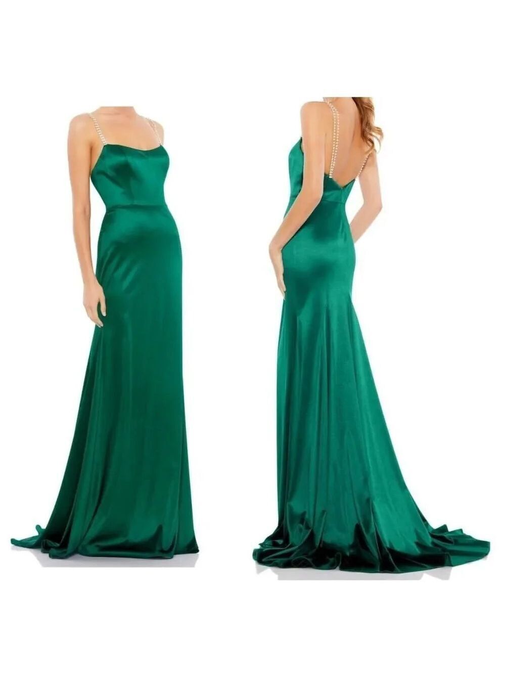 IEENA FOR MAC DUGGAL Crystal-Strap  Satin Sheath Gown Sz 2